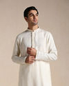 Cream White Patterned Placket Kurta Set